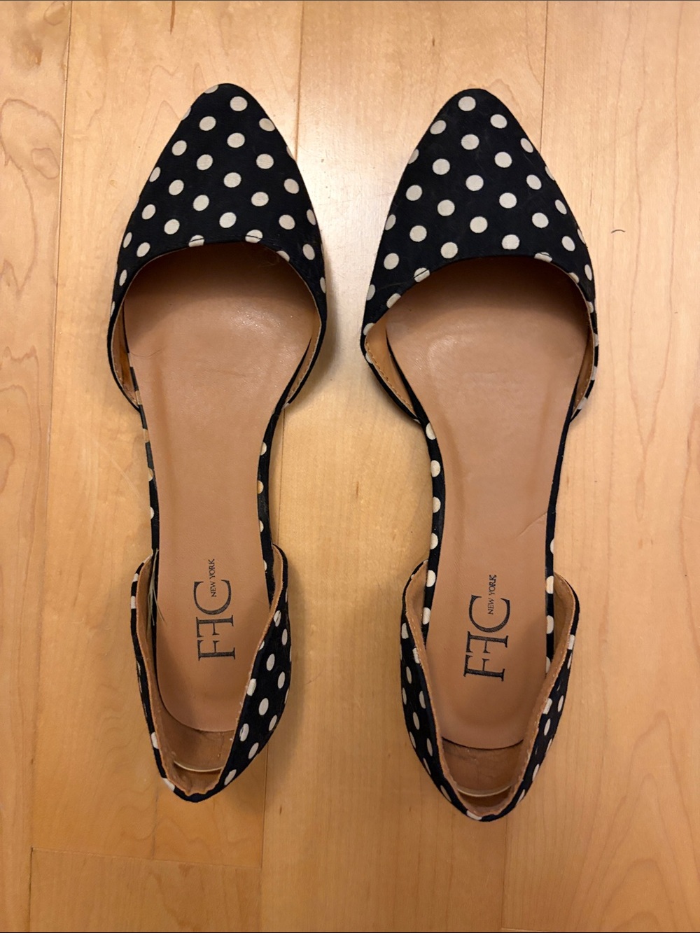 Polka Dot D'Orsay Flats in Black and Cream by